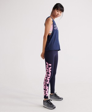 Superdry Box Logo Sprint Tight Leggings Női Sportruházat Sötétkék | CQABS2967